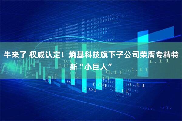 牛来了 权威认定！熵基科技旗下子公司荣膺专精特新“小巨人”